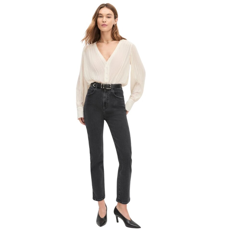 Favorite Daughter THE VALENTINA SUPER HIGH RISE CIGARETTE ANKLE Size 25 Black
